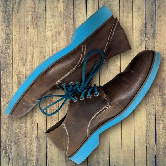 Sperry Top Sider Mens 8 M Dark Brown Leather Oxfords Blue Laces, Soles - Picture 3 of 9